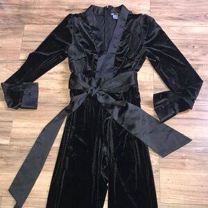 Venus black velvet and satin jumpsuit size 2